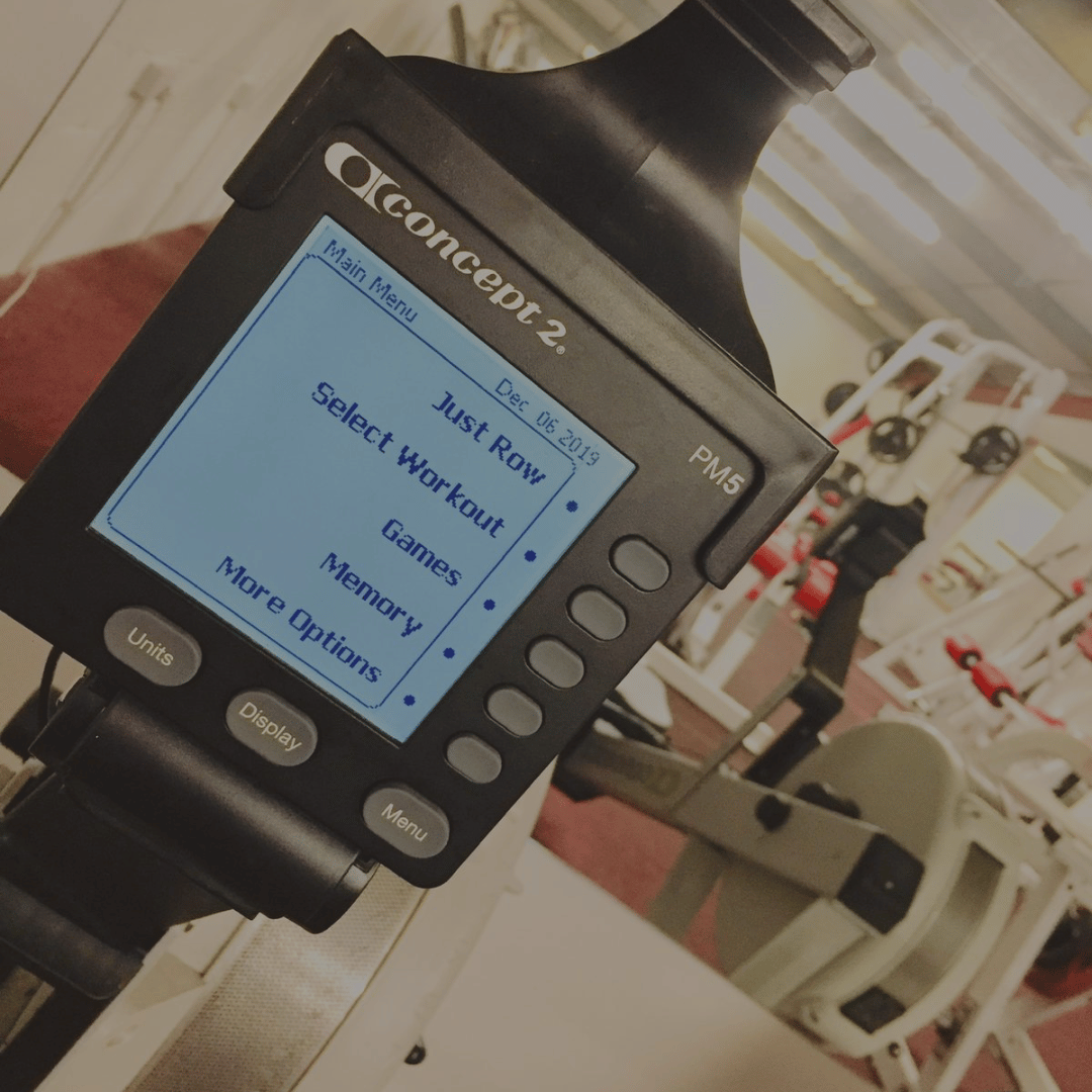 Alternate Angle Of Rowing Machine Screen In Cardio Room