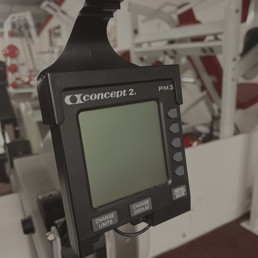 Rowing Machine Screen In Cardio Room