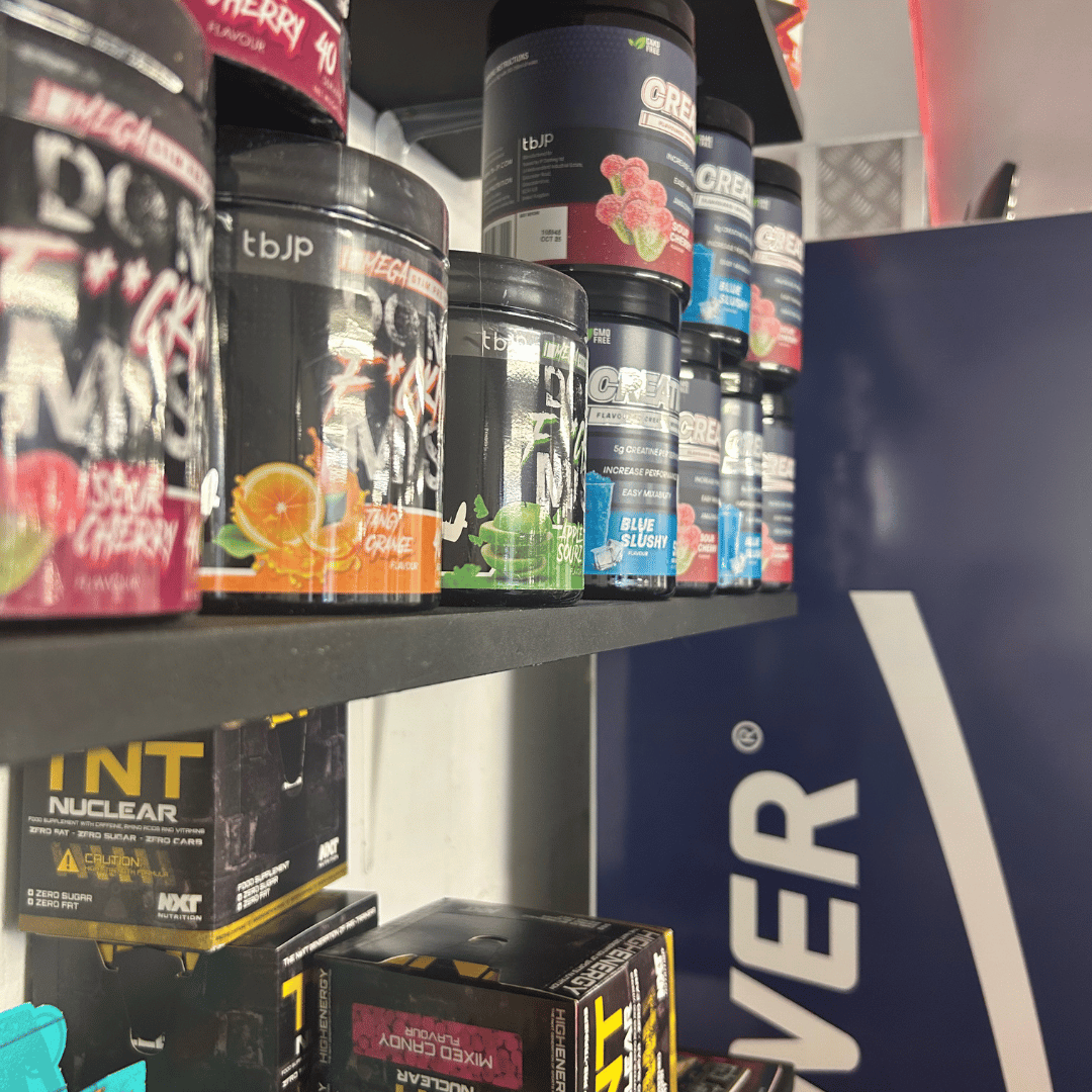 angle of pre workout on shelf